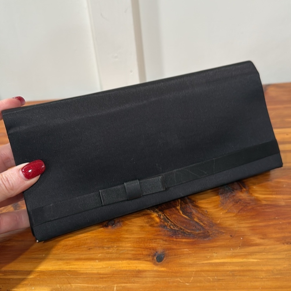 Vintage Shillito Rike's Classic Black Clutch Bow Purse Made in Italy